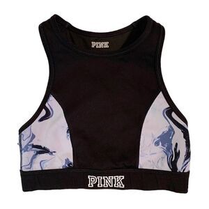 Women's 𝅺Victoria’s Secret PINK black reversible high neck sports bra size sm